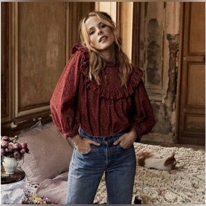 Doen Reina Blouse in burgundy California floral size medium